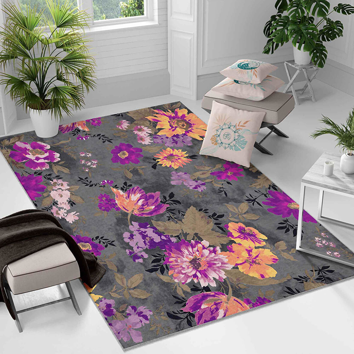 Kaymaz Taban Yıkanabilir Halı – Mutfak, Salon, Yatak Odası için Modern Dijital Baskı Halı