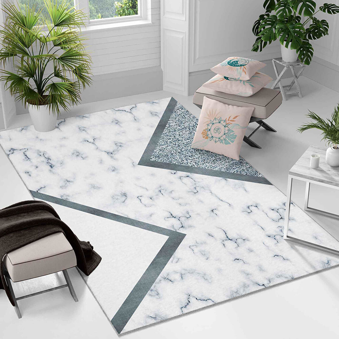 Kaymaz Taban Yıkanabilir Halı – Mutfak, Salon, Yatak Odası için Modern Dijital Baskı Halı