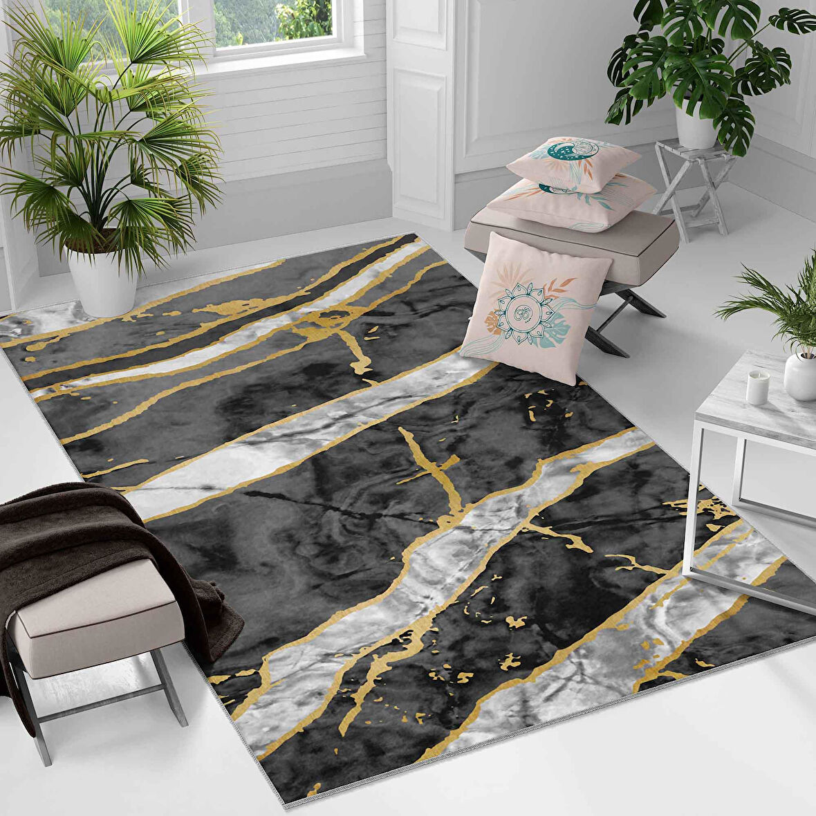 Kaymaz Taban Yıkanabilir Halı – Mutfak, Salon, Yatak Odası için Modern Dijital Baskı Halı