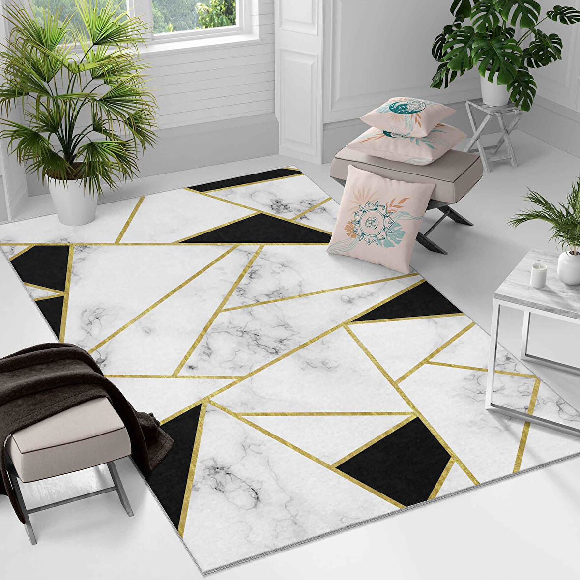 Kaymaz Taban Yıkanabilir Halı – Mutfak, Salon, Yatak Odası için Modern Dijital Baskı Halı