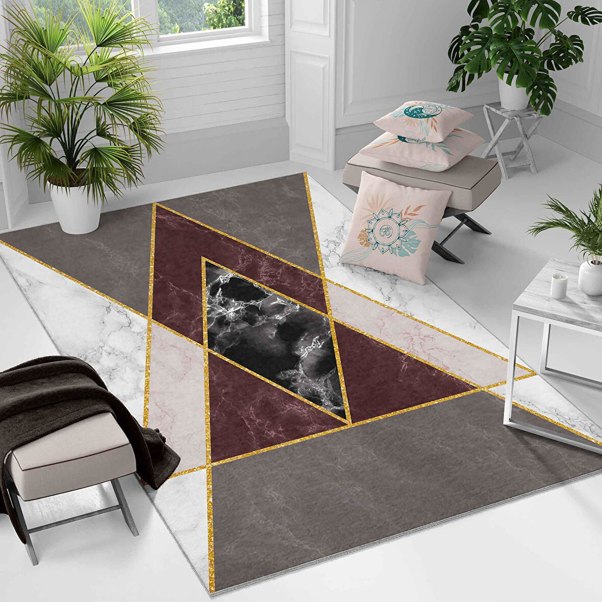 Kaymaz Taban Yıkanabilir Halı – Mutfak, Salon, Yatak Odası için Modern Dijital Baskı Halı