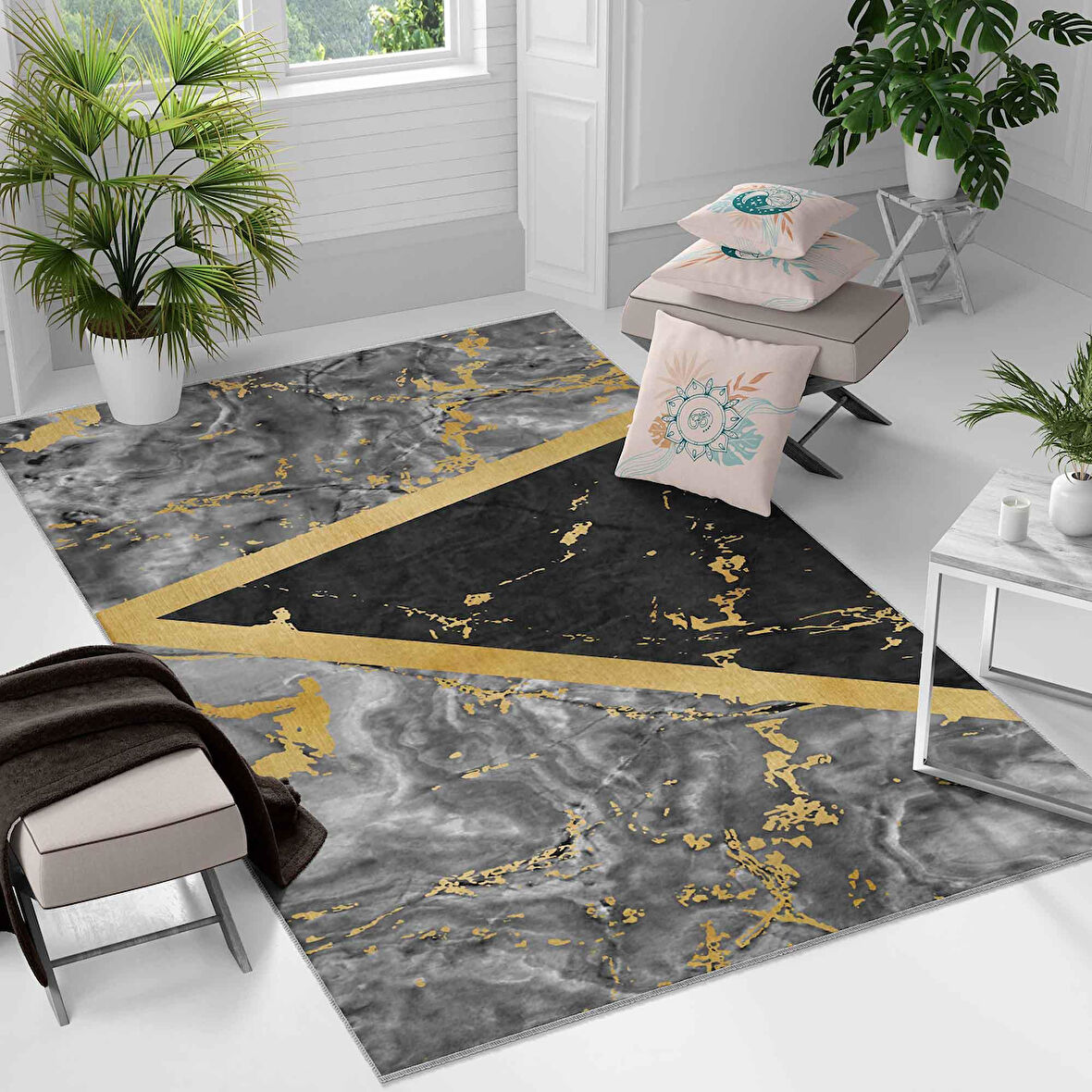 Kaymaz Taban Yıkanabilir Halı – Mutfak, Salon, Yatak Odası için Modern Dijital Baskı Halı