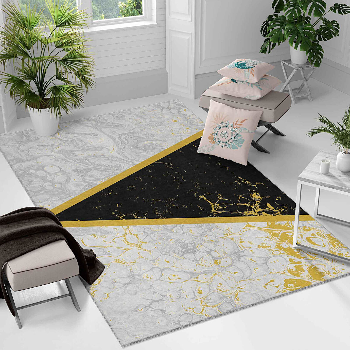 Kaymaz Taban Yıkanabilir Halı – Mutfak, Salon, Yatak Odası için Modern Dijital Baskı Halı