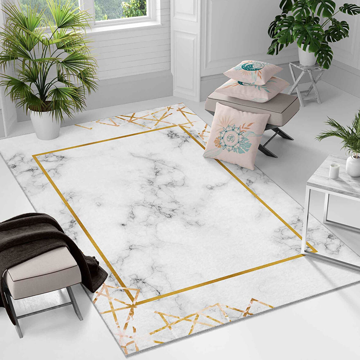 Kaymaz Taban Yıkanabilir Halı – Mutfak, Salon, Yatak Odası için Modern Dijital Baskı Halı