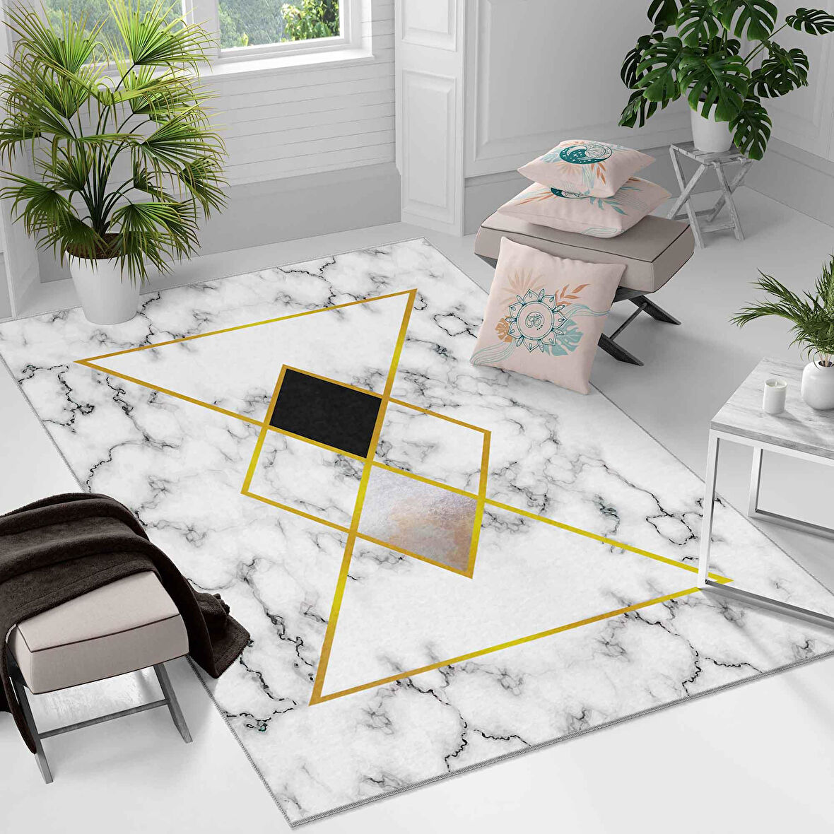 Kaymaz Taban Yıkanabilir Halı – Mutfak, Salon, Yatak Odası için Modern Dijital Baskı Halı