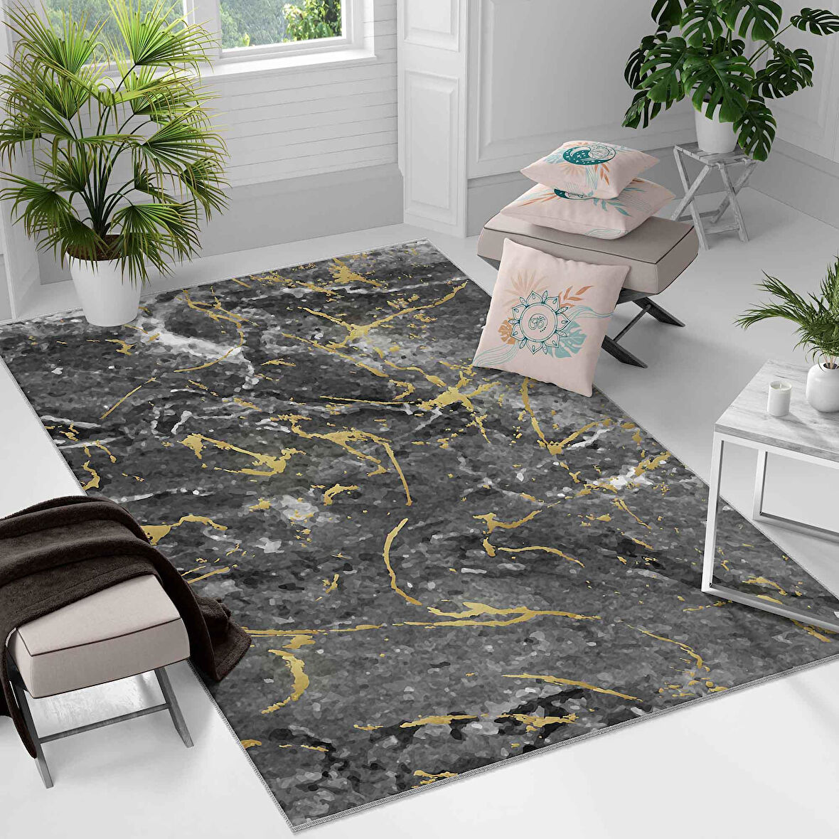 Kaymaz Taban Yıkanabilir Halı – Mutfak, Salon, Yatak Odası için Modern Dijital Baskı Halı