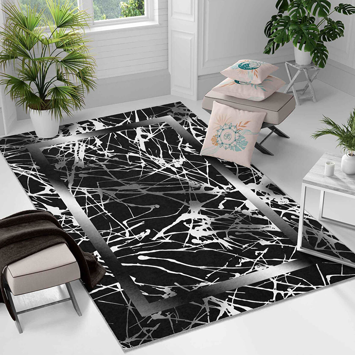 Kaymaz Taban Yıkanabilir Halı – Mutfak, Salon, Yatak Odası için Modern Dijital Baskı Halı