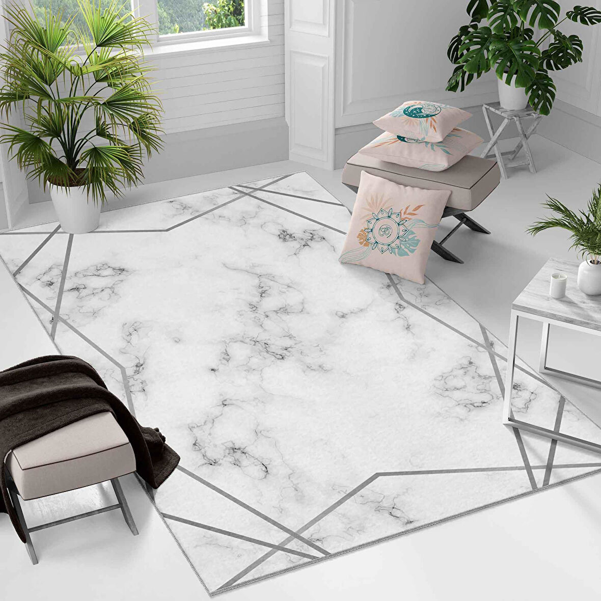 Kaymaz Taban Yıkanabilir Halı – Mutfak, Salon, Yatak Odası için Modern Dijital Baskı Halı