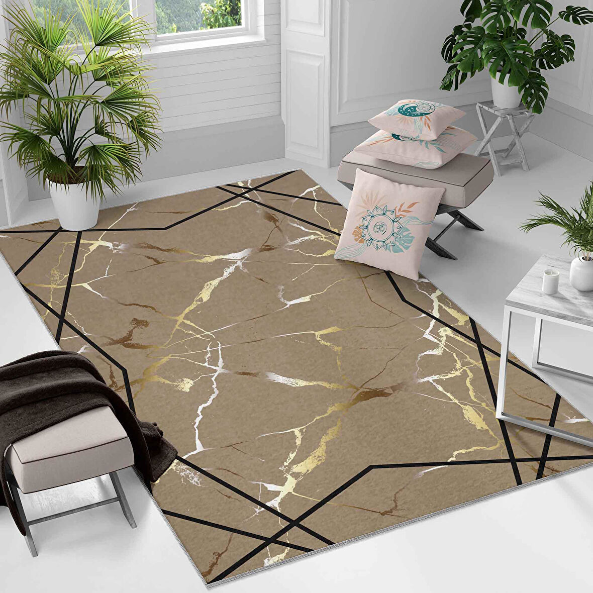 Kaymaz Taban Yıkanabilir Halı – Mutfak, Salon, Yatak Odası için Modern Dijital Baskı Halı