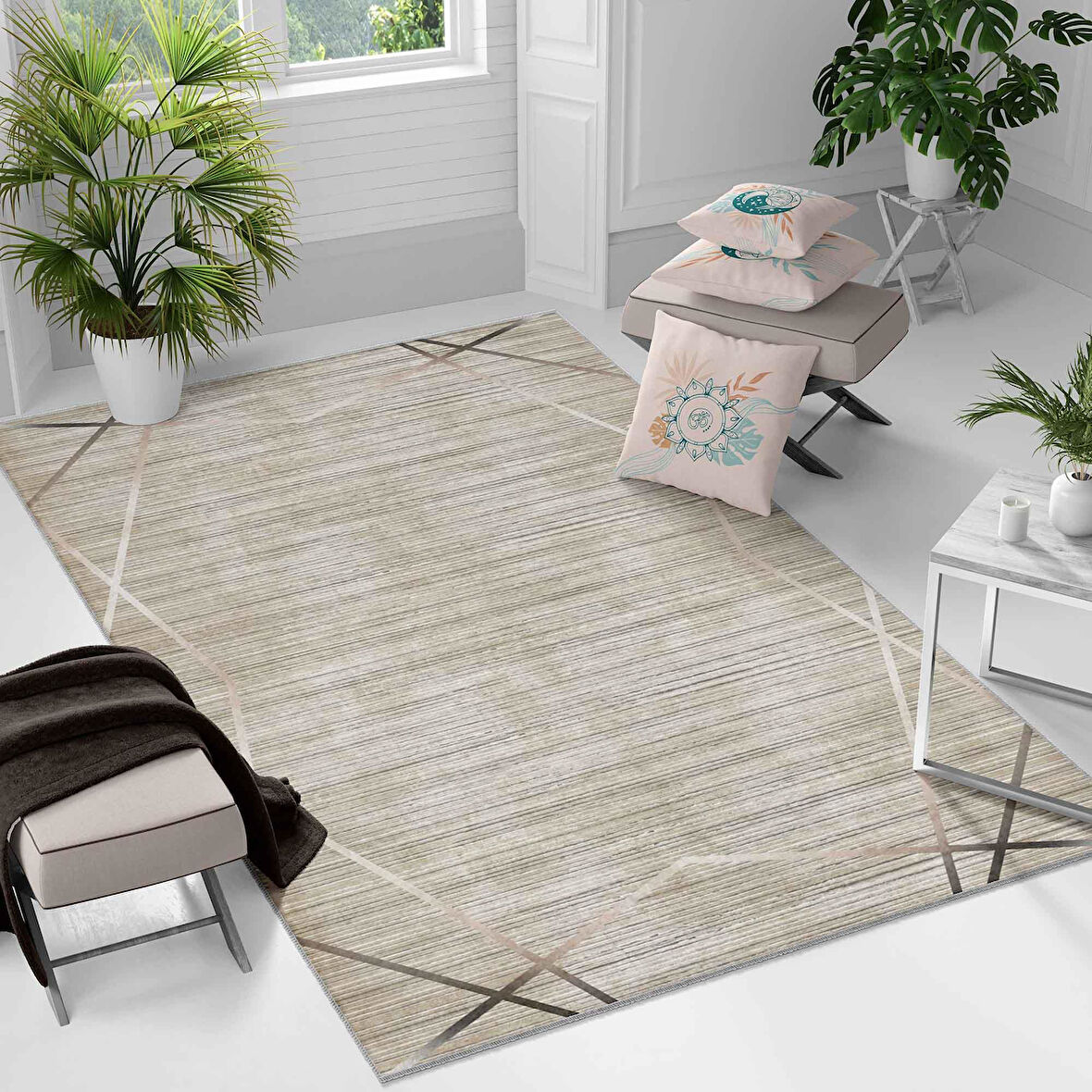 Kaymaz Taban Yıkanabilir Halı – Mutfak, Salon, Yatak Odası için Modern Dijital Baskı Halı