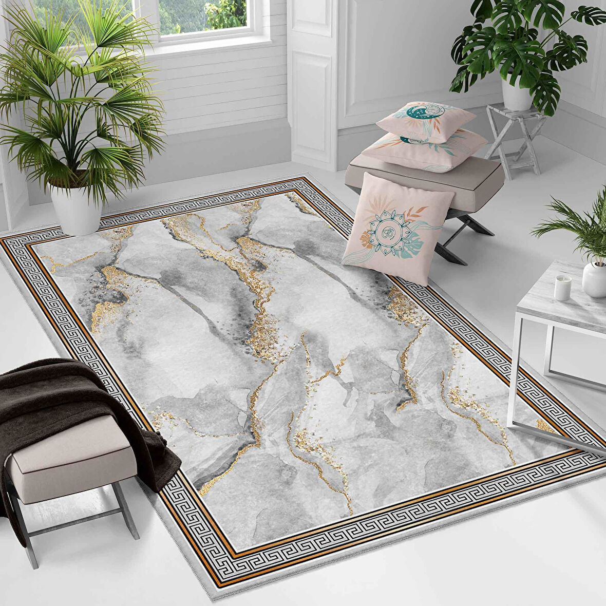 Kaymaz Taban Yıkanabilir Halı – Mutfak, Salon, Yatak Odası için Modern Dijital Baskı Halı