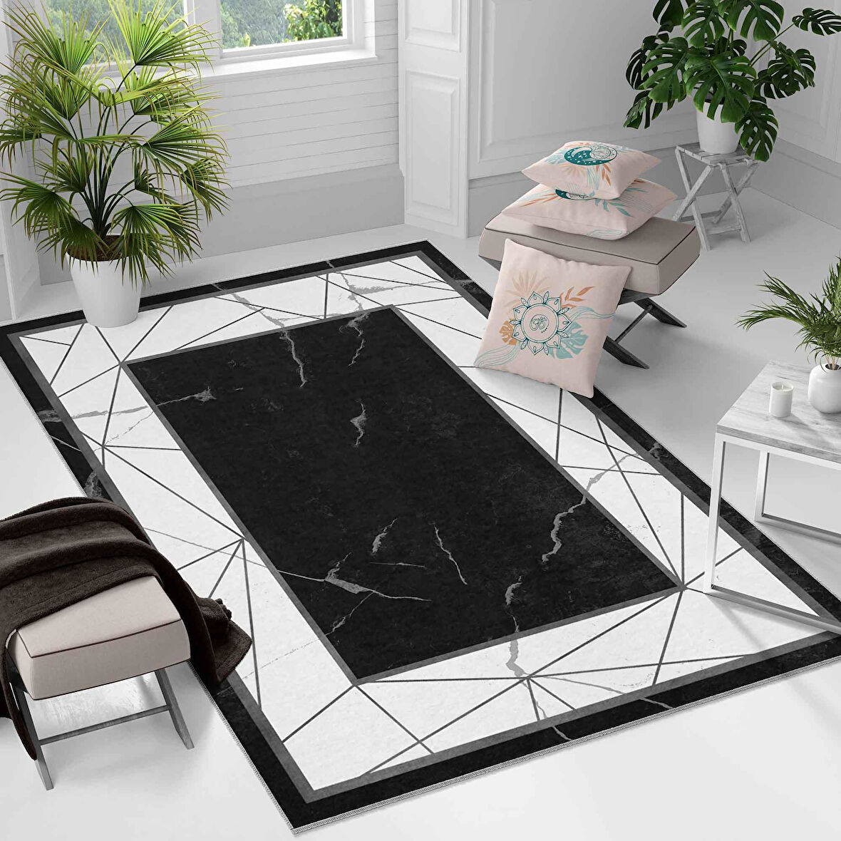 Kaymaz Taban Yıkanabilir Halı – Mutfak, Salon, Yatak Odası için Modern Dijital Baskı Halı