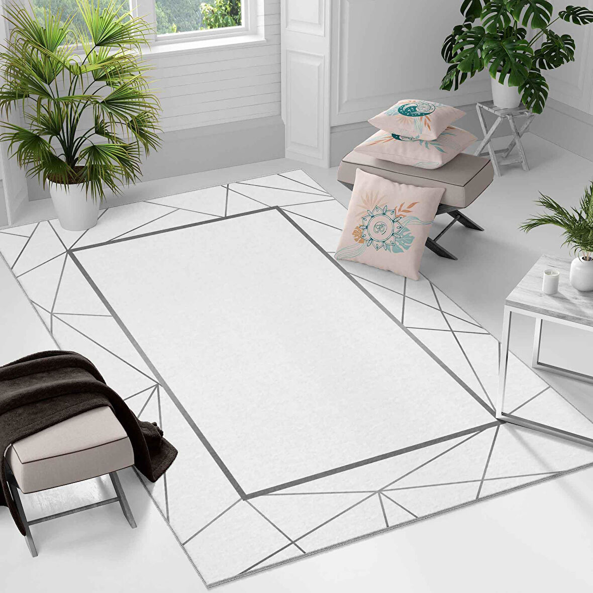 Kaymaz Taban Yıkanabilir Halı – Mutfak, Salon, Yatak Odası için Modern Dijital Baskı Halı