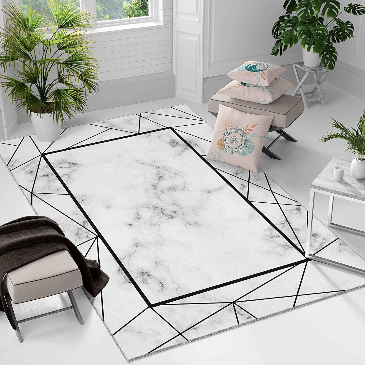 Kaymaz Taban Yıkanabilir Halı – Mutfak, Salon, Yatak Odası için Modern Dijital Baskı Halı