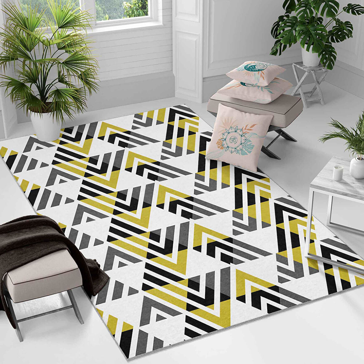 Kaymaz Taban Yıkanabilir Halı – Mutfak, Salon, Yatak Odası için Modern Dijital Baskı Halı