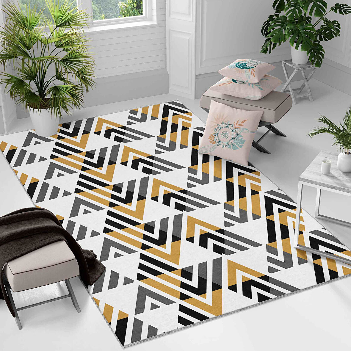 Kaymaz Taban Yıkanabilir Halı – Mutfak, Salon, Yatak Odası için Modern Dijital Baskı Halı