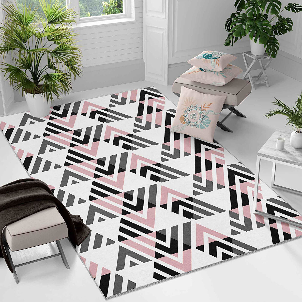 Kaymaz Taban Yıkanabilir Halı – Mutfak, Salon, Yatak Odası için Modern Dijital Baskı Halı