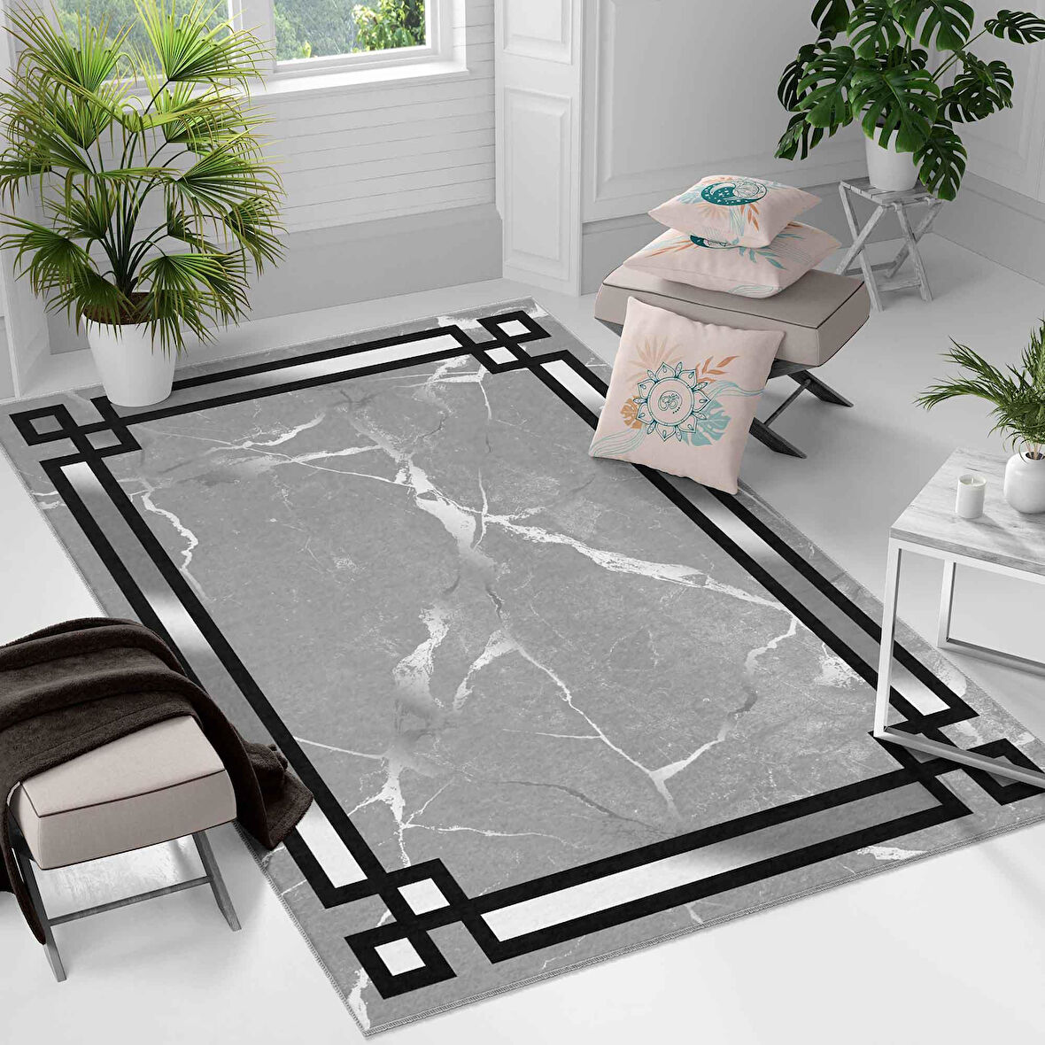 Kaymaz Taban Yıkanabilir Halı – Mutfak, Salon, Yatak Odası için Modern Dijital Baskı Halı