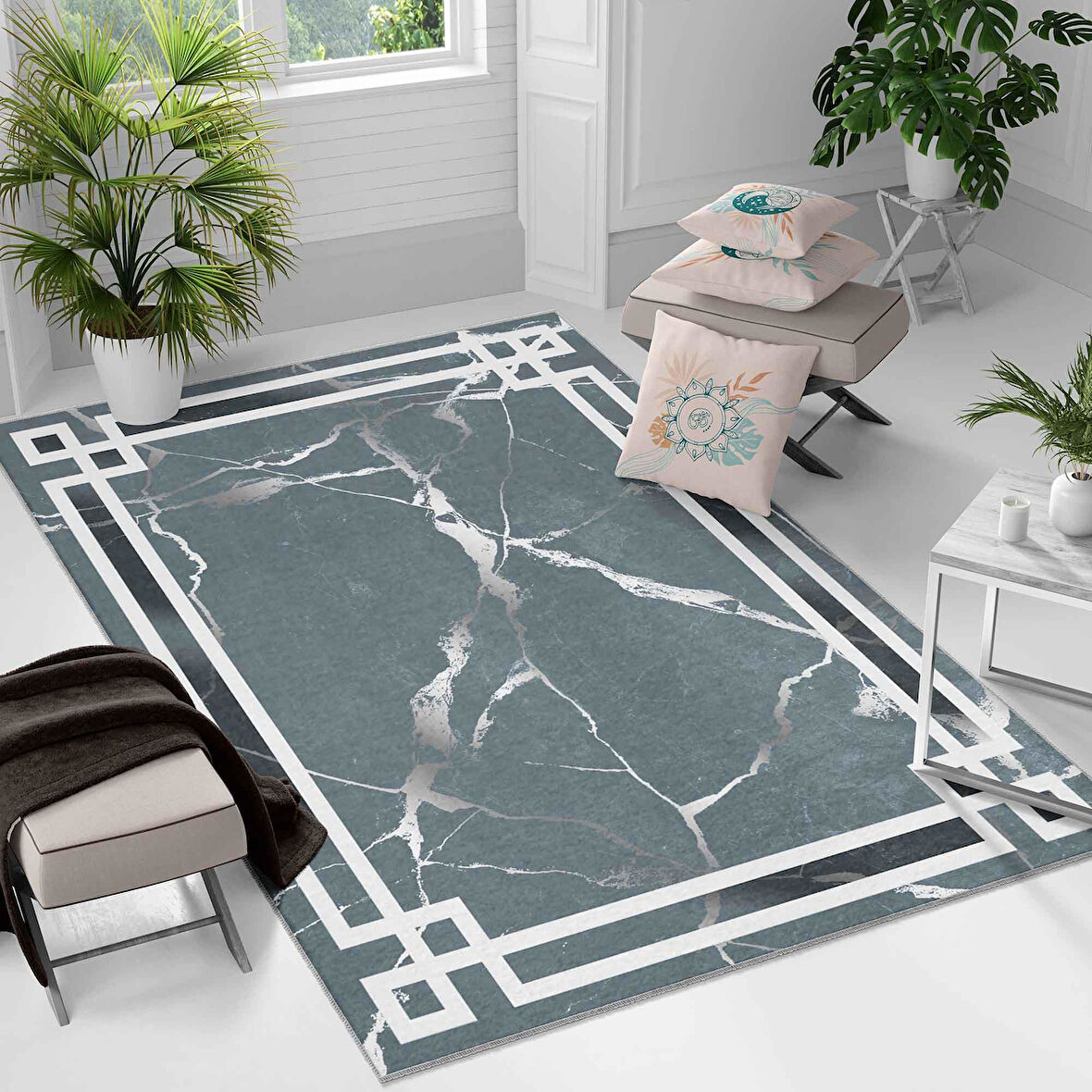 Kaymaz Taban Yıkanabilir Halı – Mutfak, Salon, Yatak Odası için Modern Dijital Baskı Halı