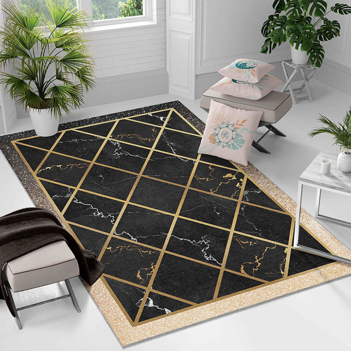 Kaymaz Taban Yıkanabilir Halı – Mutfak, Salon, Yatak Odası için Modern Dijital Baskı Halı