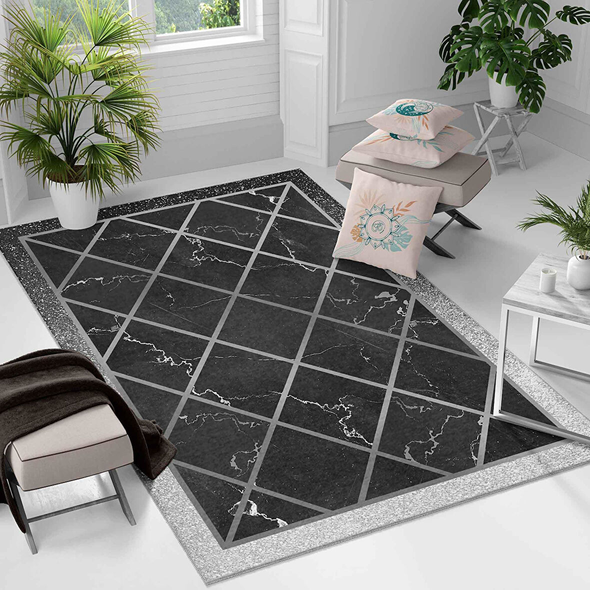 Kaymaz Taban Yıkanabilir Halı – Mutfak, Salon, Yatak Odası için Modern Dijital Baskı Halı