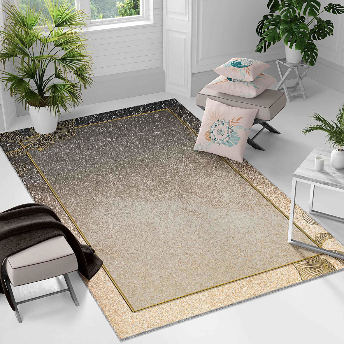 Kaymaz Taban Yıkanabilir Halı – Mutfak, Salon, Yatak Odası için Modern Dijital Baskı Halı (SLNHAL177)