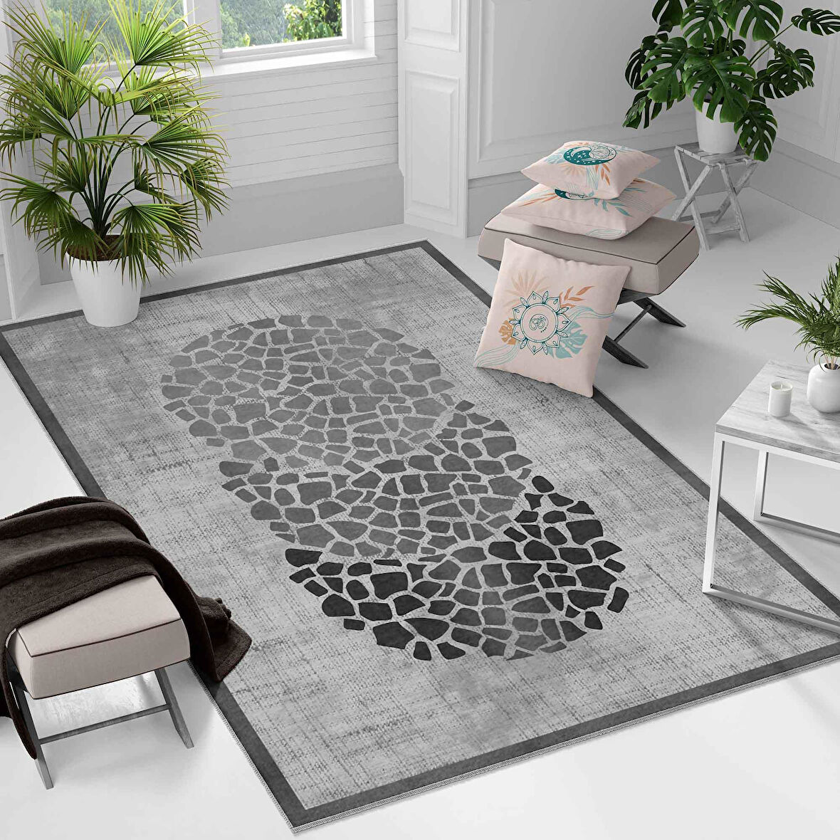 Kaymaz Taban Yıkanabilir Halı – Mutfak, Salon, Yatak Odası için Modern Dijital Baskı Halı