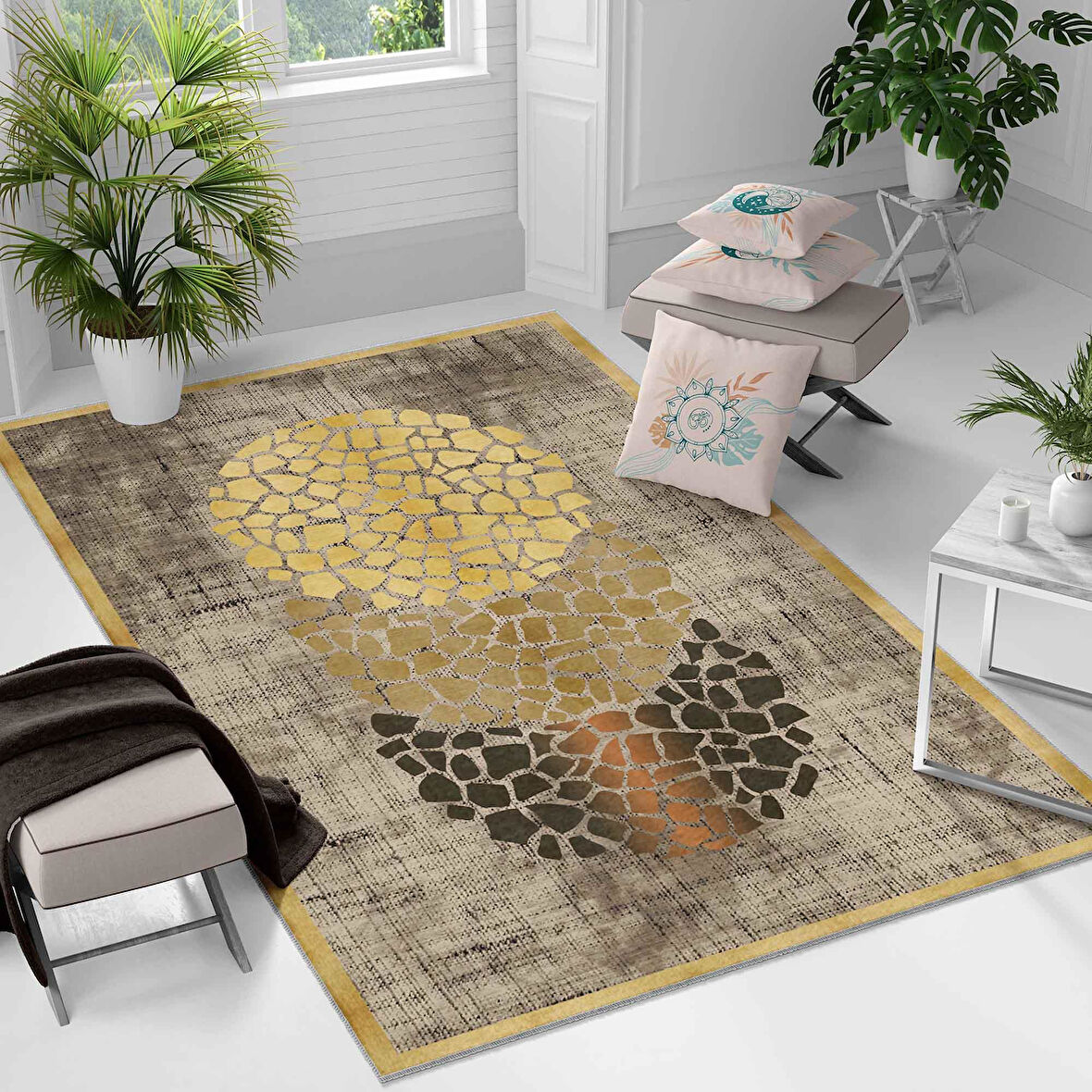 Kaymaz Taban Yıkanabilir Halı – Mutfak, Salon, Yatak Odası için Modern Dijital Baskı Halı