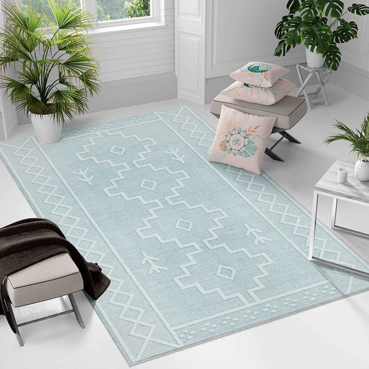 Kaymaz Taban Yıkanabilir Halı – Mutfak, Salon, Yatak Odası için Modern Dijital Baskı Halı