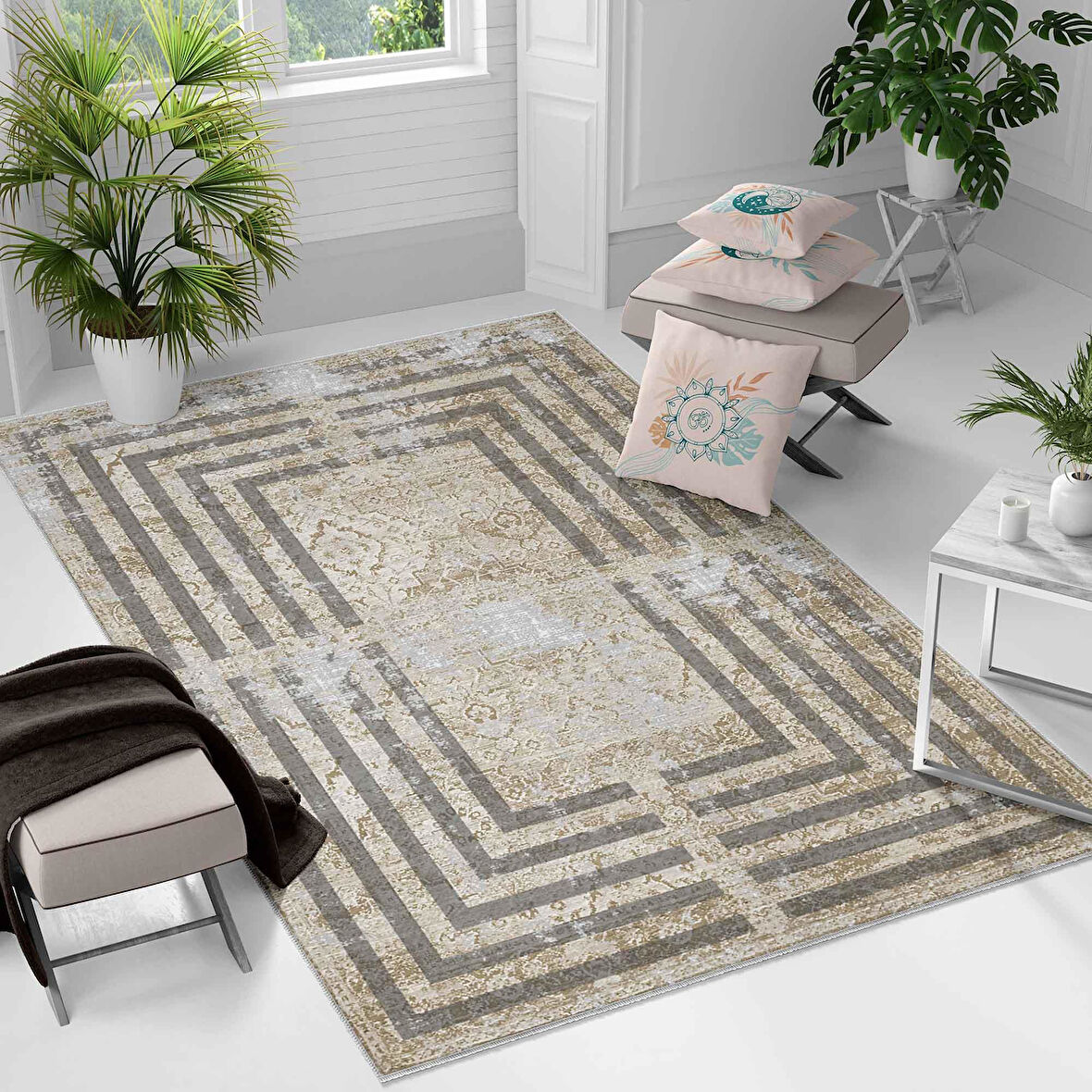 Kaymaz Taban Yıkanabilir Halı – Mutfak, Salon, Yatak Odası için Modern Dijital Baskı Halı