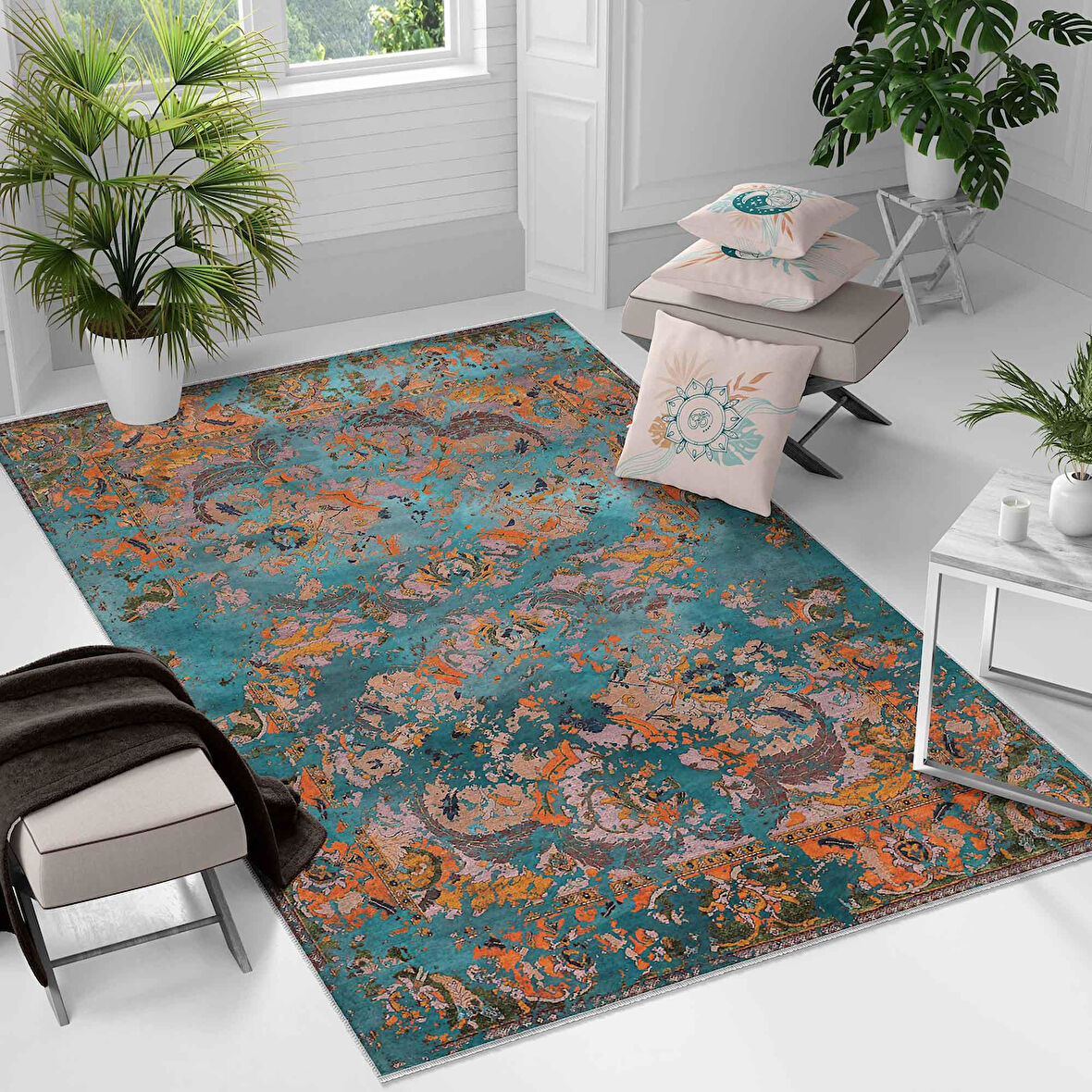 Kaymaz Taban Yıkanabilir Halı – Mutfak, Salon, Yatak Odası için Modern Dijital Baskı Halı