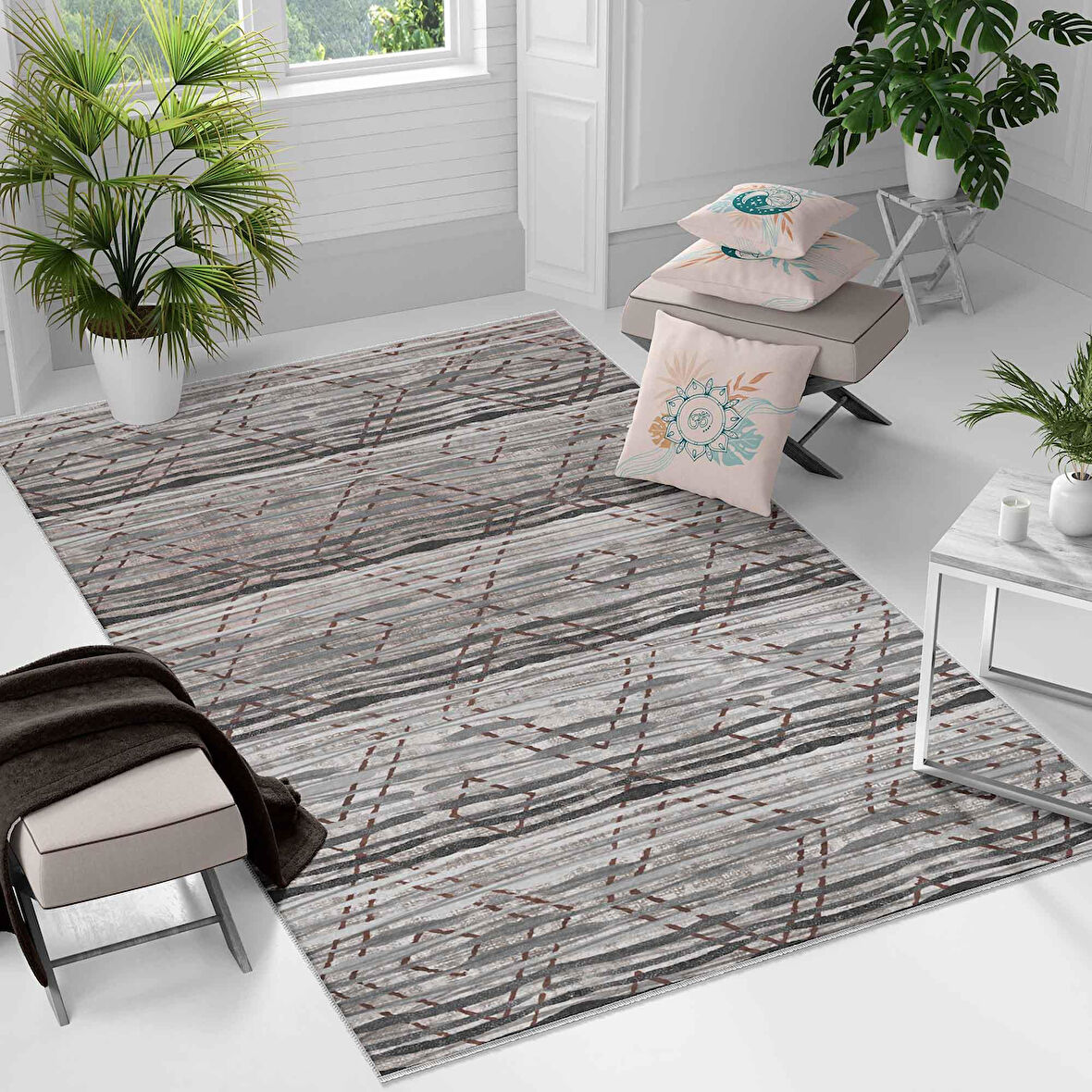 Kaymaz Taban Yıkanabilir Halı – Mutfak, Salon, Yatak Odası için Modern Dijital Baskı Halı