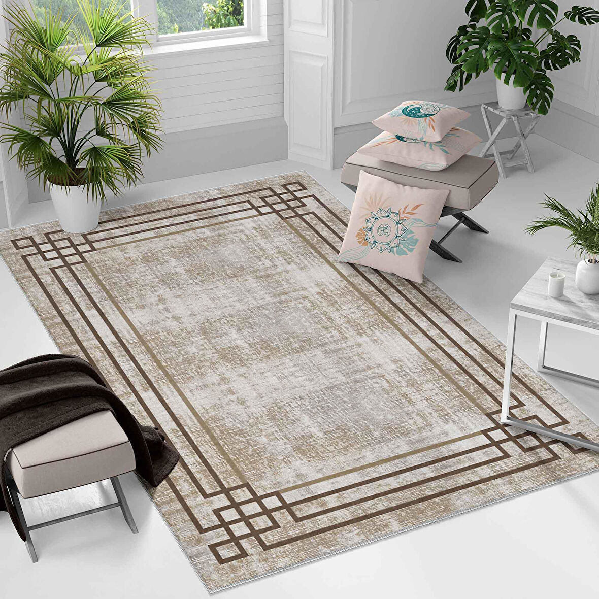 Kaymaz Taban Yıkanabilir Halı – Mutfak, Salon, Yatak Odası için Modern Dijital Baskı Halı