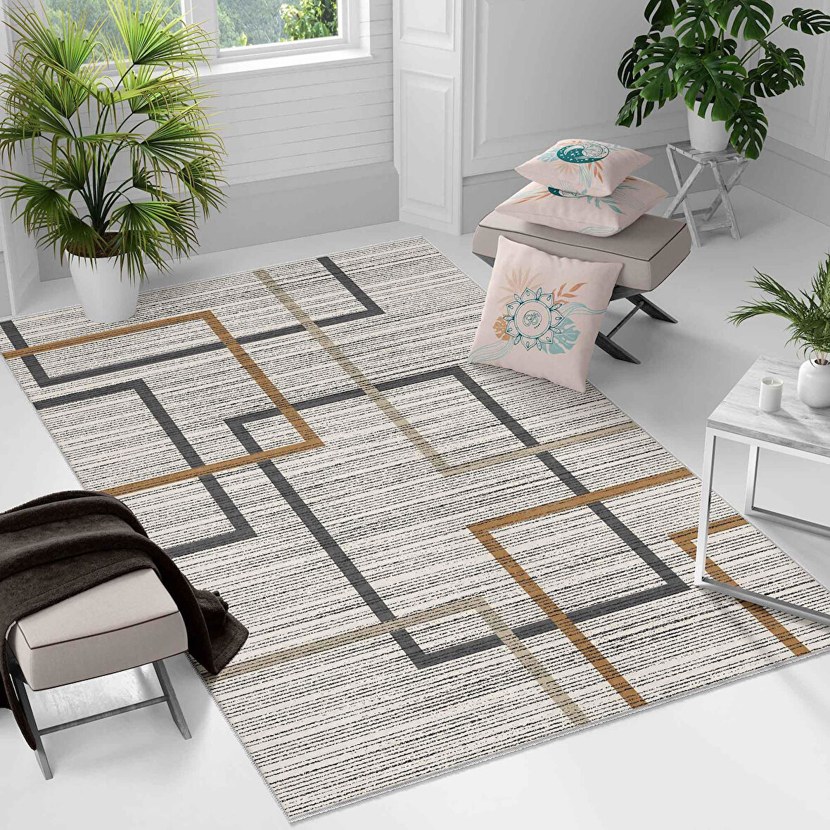 Kaymaz Taban Yıkanabilir Halı – Mutfak, Salon, Yatak Odası için Modern Dijital Baskı Halı