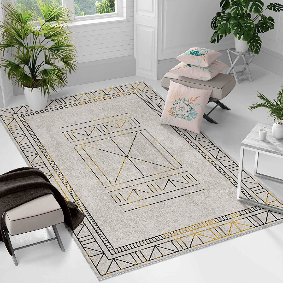 Kaymaz Taban Yıkanabilir Halı – Mutfak, Salon, Yatak Odası için Modern Dijital Baskı Halı