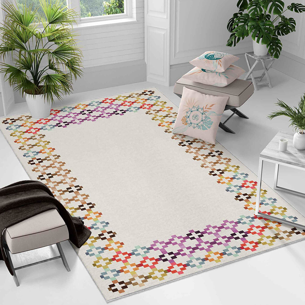 Kaymaz Taban Yıkanabilir Halı – Mutfak, Salon, Yatak Odası için Modern Dijital Baskı Halı