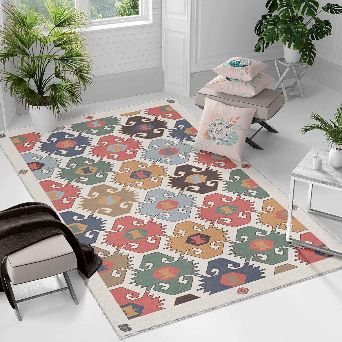 Kaymaz Taban Yıkanabilir Halı – Mutfak, Salon, Yatak Odası için Modern Dijital Baskı Halı