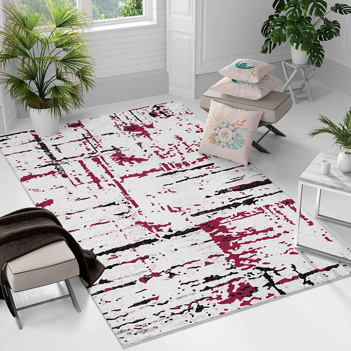 Kaymaz Taban Yıkanabilir Halı – Mutfak, Salon, Yatak Odası için Modern Dijital Baskı Halı