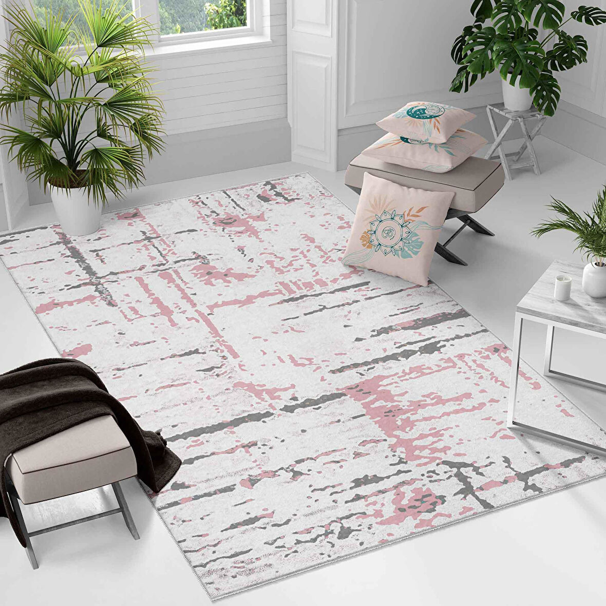 Kaymaz Taban Yıkanabilir Halı – Mutfak, Salon, Yatak Odası için Modern Dijital Baskı Halı