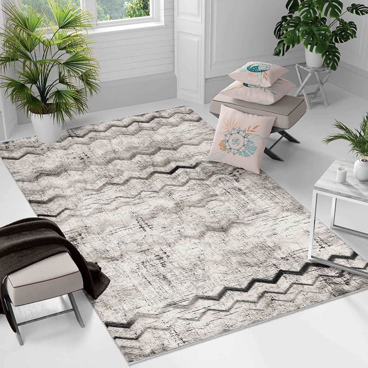 Kaymaz Taban Yıkanabilir Halı – Mutfak, Salon, Yatak Odası için Modern Dijital Baskı Halı