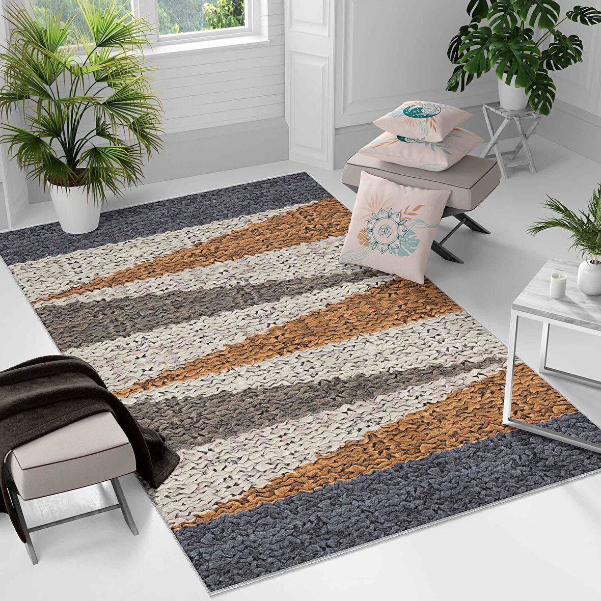 Kaymaz Taban Yıkanabilir Halı – Mutfak, Salon, Yatak Odası için Modern Dijital Baskı Halı