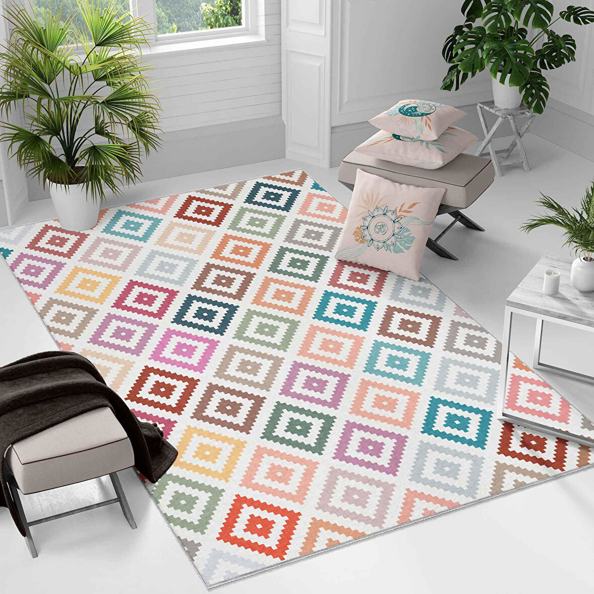 Kaymaz Taban Yıkanabilir Halı – Mutfak, Salon, Yatak Odası için Modern Dijital Baskı Halı