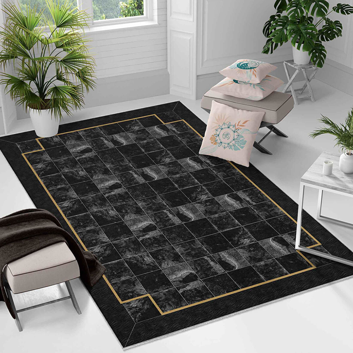 Kaymaz Taban Yıkanabilir Halı – Mutfak, Salon, Yatak Odası için Modern Dijital Baskı Halı