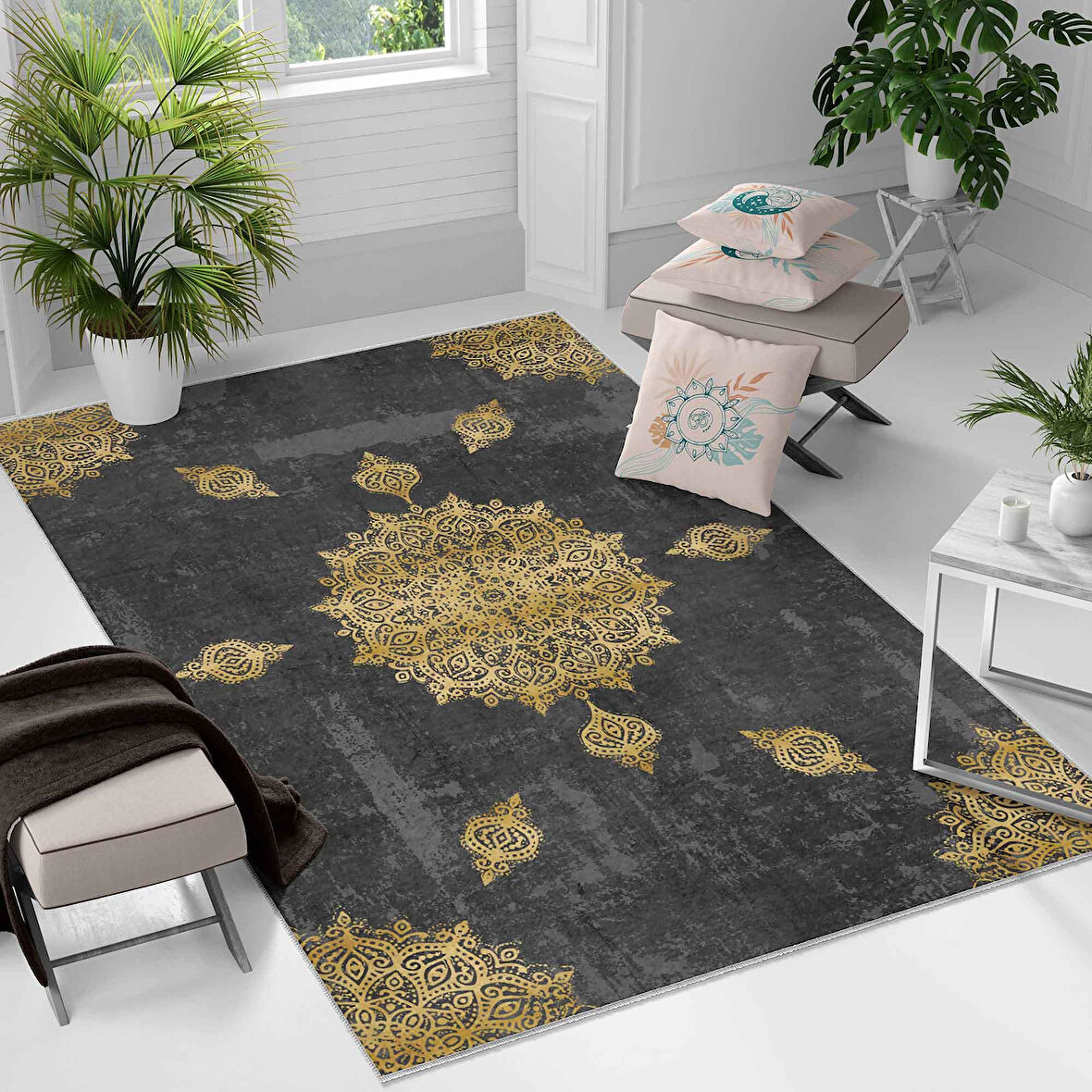 Kaymaz Taban Yıkanabilir Halı – Mutfak, Salon, Yatak Odası için Modern Dijital Baskı Halı