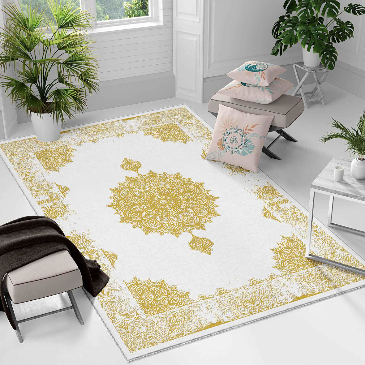 Kaymaz Taban Yıkanabilir Halı – Mutfak, Salon, Yatak Odası için Modern Dijital Baskı Halı