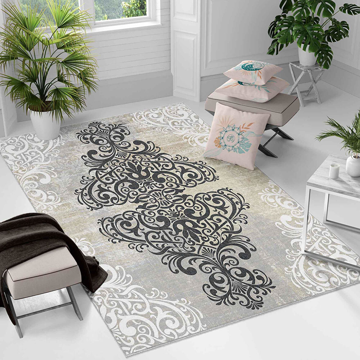 Kaymaz Taban Yıkanabilir Halı – Mutfak, Salon, Yatak Odası için Modern Dijital Baskı Halı