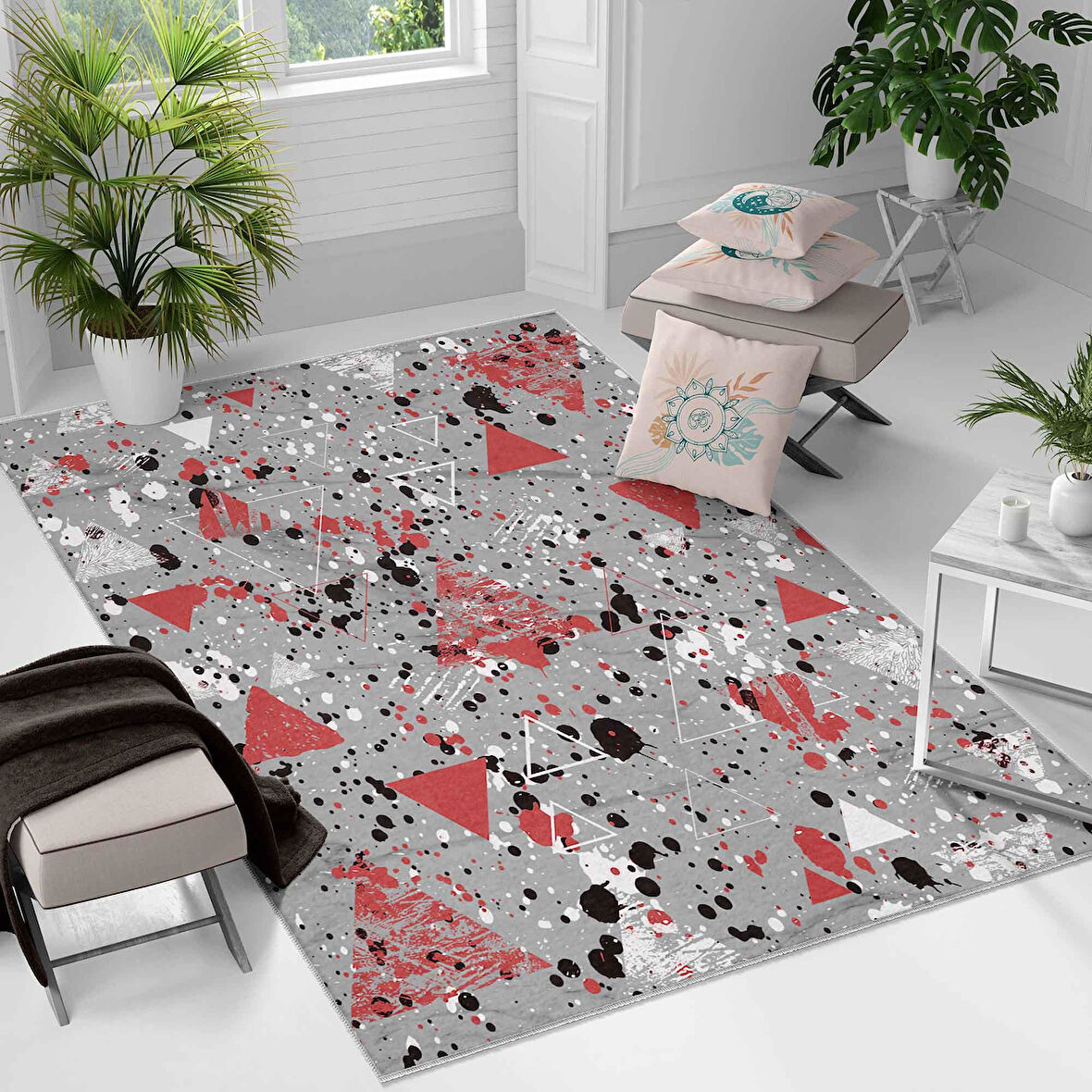 Kaymaz Taban Yıkanabilir Halı – Mutfak, Salon, Yatak Odası için Modern Dijital Baskı Halı