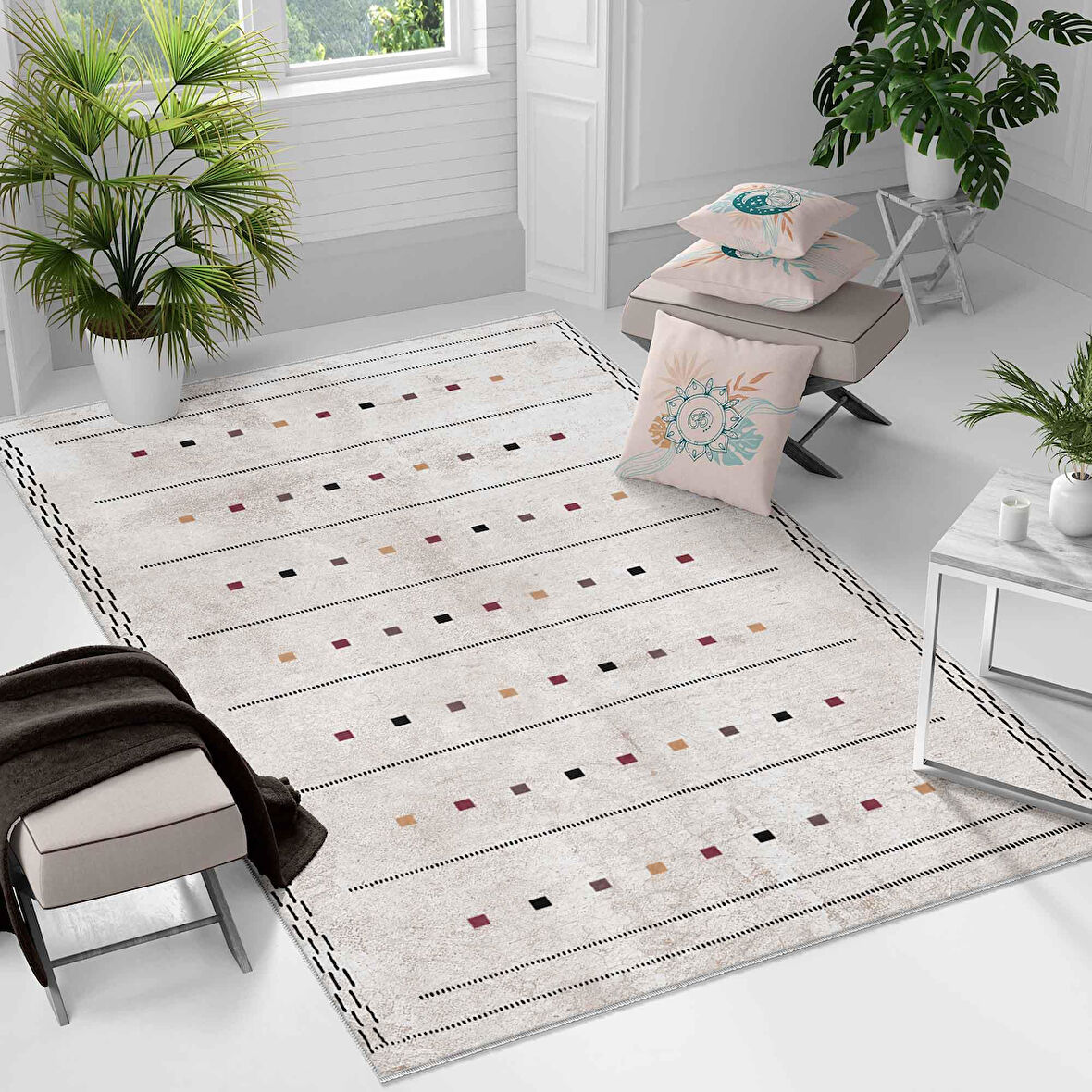 Kaymaz Taban Yıkanabilir Halı – Mutfak, Salon, Yatak Odası için Modern Dijital Baskı Halı