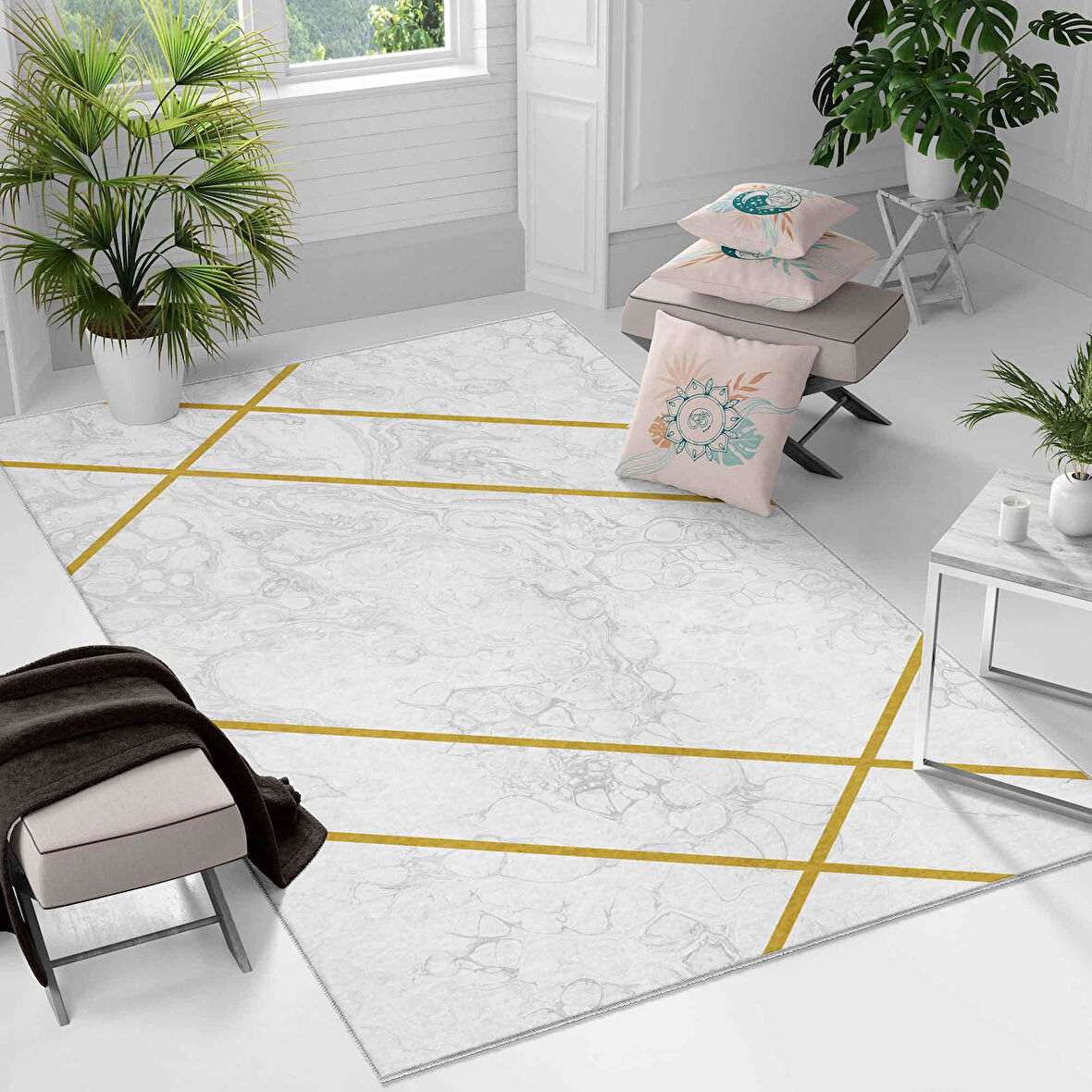 Kaymaz Taban Yıkanabilir Halı – Mutfak, Salon, Yatak Odası için Modern Dijital Baskı Halı