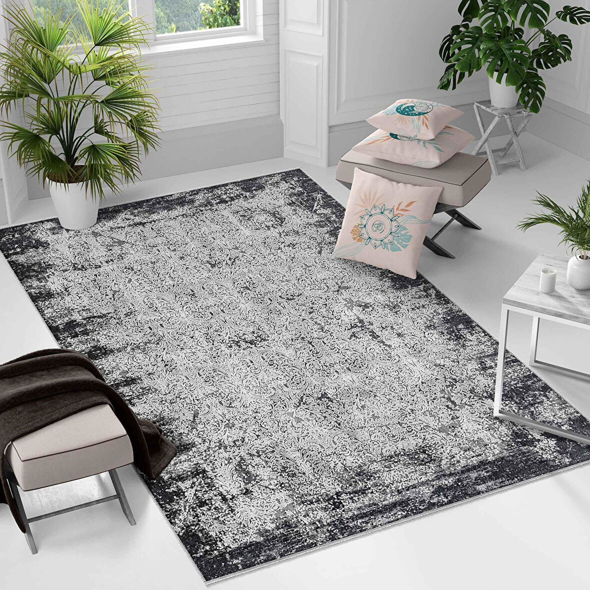 Kaymaz Taban Yıkanabilir Halı – Mutfak, Salon, Yatak Odası için Modern Dijital Baskı Halı